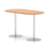 Italia 1800mm Poseur Boardroom Table Oak Top 1145mm High White Leg