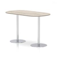 Italia 1800mm Poseur Boardroom Table Grey Oak Top 1145mm High White Leg