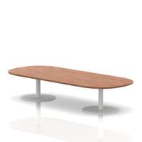 Italia 2400mm Boardroom Coffee Table Walnut Top 475mm High White Leg