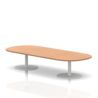 Italia 2400mm Boardroom Coffee Table Oak Top 475mm High White Leg