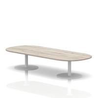 Italia 2400mm Boardroom Coffee Table Grey Oak Top 475mm High White Leg