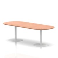 Italia 2400mm Poseur Boardroom Table Beech Top 720mm High White Leg
