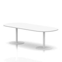 Italia 2400mm Poseur Boardroom Table White Top 720mm High White Leg