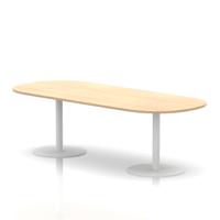 Italia 2400mm Poseur Boardroom Table Maple Top 720mm High White Leg