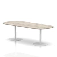 Italia 2400mm Poseur Boardroom Table Grey Oak Top 720mm High White Leg