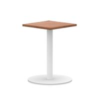 Italia 600mm Poseur Square Table Walnut Top 720mm High White Leg