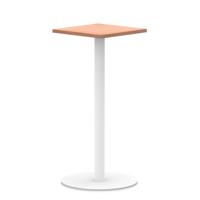 Italia 600mm Poseur Square Table Beech Top 1145mm High White Leg