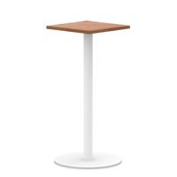 Italia 600mm Poseur Square Table Walnut Top 1145mm High White Leg