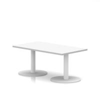 Italia 1200 x 600mm Rectangular Coffee Table White Top 475mm High White Leg