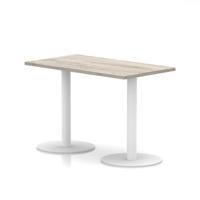 Italia 1200 x 600mm Poseur Rectangular Table Grey Oak Top 720mm High White Leg