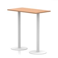 Italia 1200 x 600mm Poseur Rectangular Table Oak Top 1145mm High White Leg