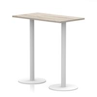 Italia 1200 x 600mm Poseur Rectangular Table Grey Oak Top 1145mm High White Leg