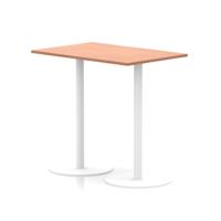 Italia 1200 x 800mm Poseur Rectangular Table Beech Top 1145mm High White Leg
