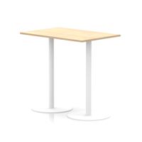 Italia 1200 x 800mm Poseur Rectangular Table Maple Top 1145mm High White Leg