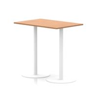 Italia 1200 x 800mm Poseur Rectangular Table Oak Top 1145mm High White Leg