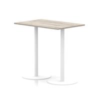Italia 1200 x 800mm Poseur Rectangular Table Grey Oak Top 1145mm High White Leg
