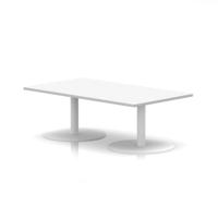 Italia 1400 x 800mm Rectangular Coffee Table White Top 475mm High White Leg