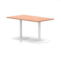 Italia 1400 x 800mm Poseur Rectangular Table Beech Top 720mm High White Leg