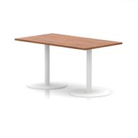 Italia 1400 x 800mm Poseur Rectangular Table Walnut Top 720mm High White Leg