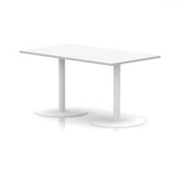 Italia 1400 x 800mm Poseur Rectangular Table White Top 720mm High White Leg