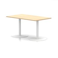 Italia 1400 x 800mm Poseur Rectangular Table Maple Top 720mm High White Leg