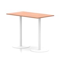 Italia 1400 x 800mm Poseur Rectangular Table Beech Top 1145mm High White Leg