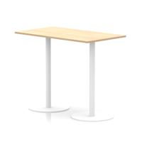 Italia 1400 x 800mm Poseur Rectangular Table Maple Top 1145mm High White Leg
