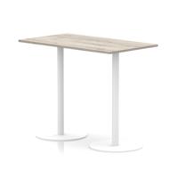 Italia 1400 x 800mm Poseur Rectangular Table Grey Oak Top 1145mm High White Leg
