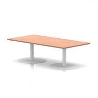Italia 1600 x 800mm Rectangular Coffee Table Beech Top 475mm High White Leg