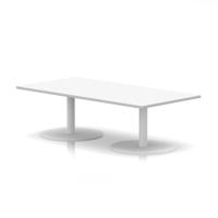 Italia 1600 x 800mm Rectangular Coffee Table White Top 475mm High White Leg
