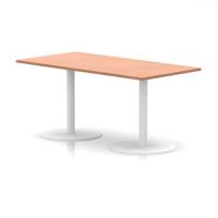 Italia 1600 x 800mm Poseur Rectangular Table Beech Top 720mm High White Leg