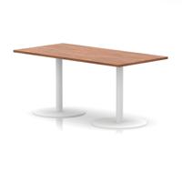 Italia 1600 x 800mm Poseur Rectangular Table Walnut Top 720mm High White Leg