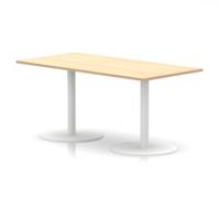 Italia 1600 x 800mm Poseur Rectangular Table Maple Top 720mm High White Leg