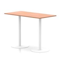 Italia 1600 x 800mm Poseur Rectangular Table Beech Top 1145mm High White Leg