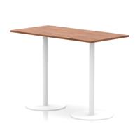 Italia 1600 x 800mm Poseur Rectangular Table Walnut Top 1145mm High White Leg