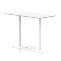 Italia 1600 x 800mm Poseur Rectangular Table White Top 1145mm High White Leg