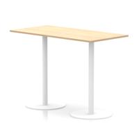 Italia 1600 x 800mm Poseur Rectangular Table Maple Top 1145mm High White Leg
