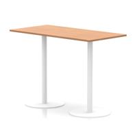 Italia 1600 x 800mm Poseur Rectangular Table Oak Top 1145mm High White Leg