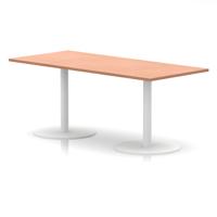 Italia 1800 x 800mm Poseur Rectangular Table Beech Top 720mm High White Leg