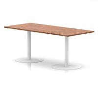 Italia 1800 x 800mm Poseur Rectangular Table Walnut Top 720mm High White Leg