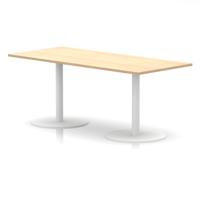 Italia 1800 x 800mm Poseur Rectangular Table Maple Top 720mm High White Leg