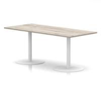 Italia 1800 x 800mm Poseur Rectangular Table Grey Oak Top 720mm High White Leg