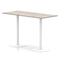 Italia 1800 x 800mm Poseur Rectangular Table Grey Oak Top 1145mm High White Leg