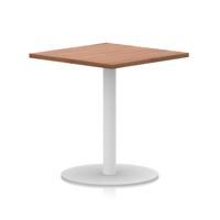 Italia 800mm Poseur Square Table Walnut Top 720mm High White Leg