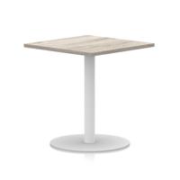 Italia 800mm Poseur Square Table Grey Oak Top 720mm High White Leg
