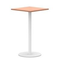Italia 800mm Poseur Square Table Beech Top 1145mm High White Leg