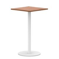 Italia 800mm Poseur Square Table Walnut Top 1145mm High White Leg