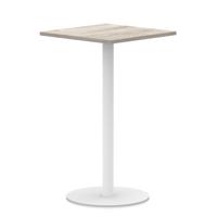 Italia 800mm Poseur Square Table Grey Oak Top 1145mm High White Leg