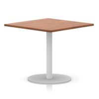 Italia 1000mm Poseur Square Table Walnut Top 720mm High White Leg