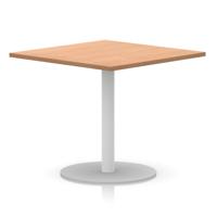Italia 1000mm Poseur Square Table Oak Top 720mm High White Leg